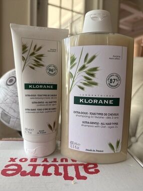 Bundle Set KLORANE SHAMPOO & CONDITIONER w/Oat Milk 13.5 oz + 6.7oz Ultra Gentle